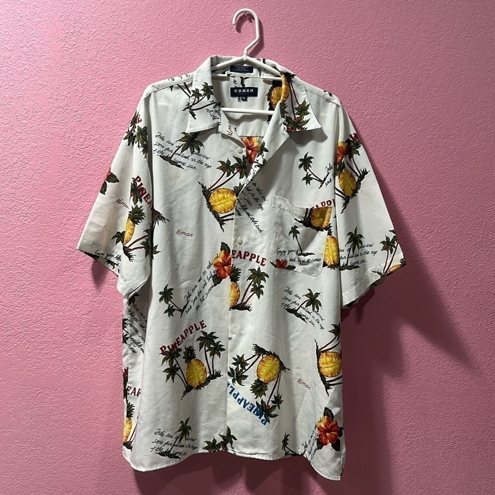 KOMAN Men’s Hawaiian Button Down Short Sleeve Shirt Size XL